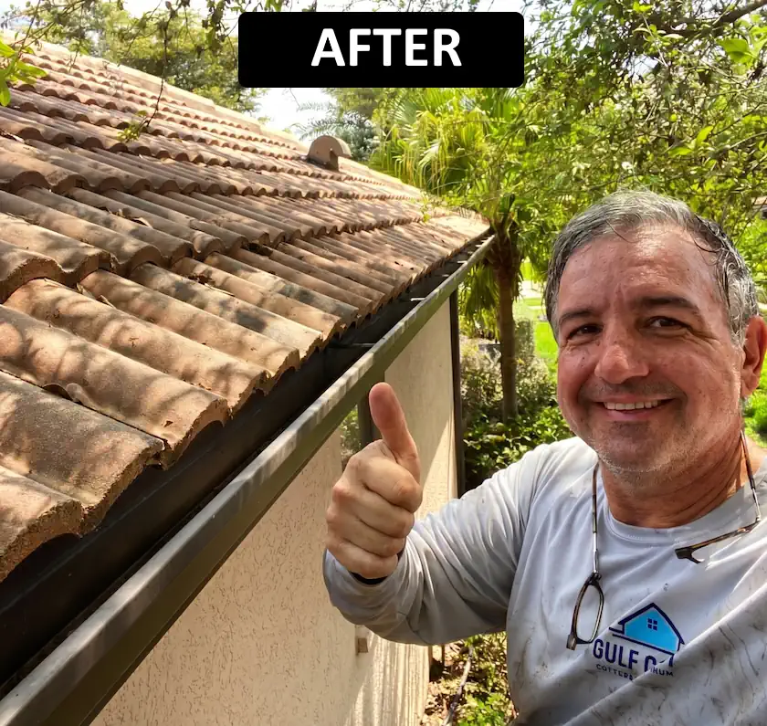 Residential tile roof gutter clean - After